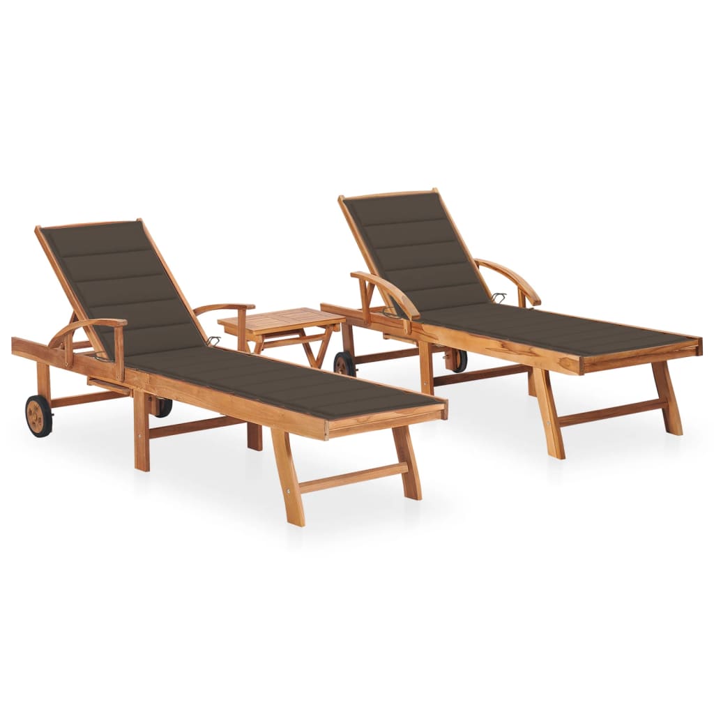 vidaXL Sun Lounger with Anthracite Cushion Solid Teak Wood