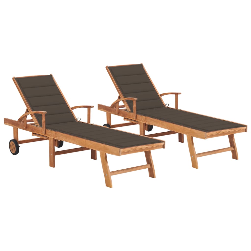 vidaXL Sun Lounger with Anthracite Cushion Solid Teak Wood