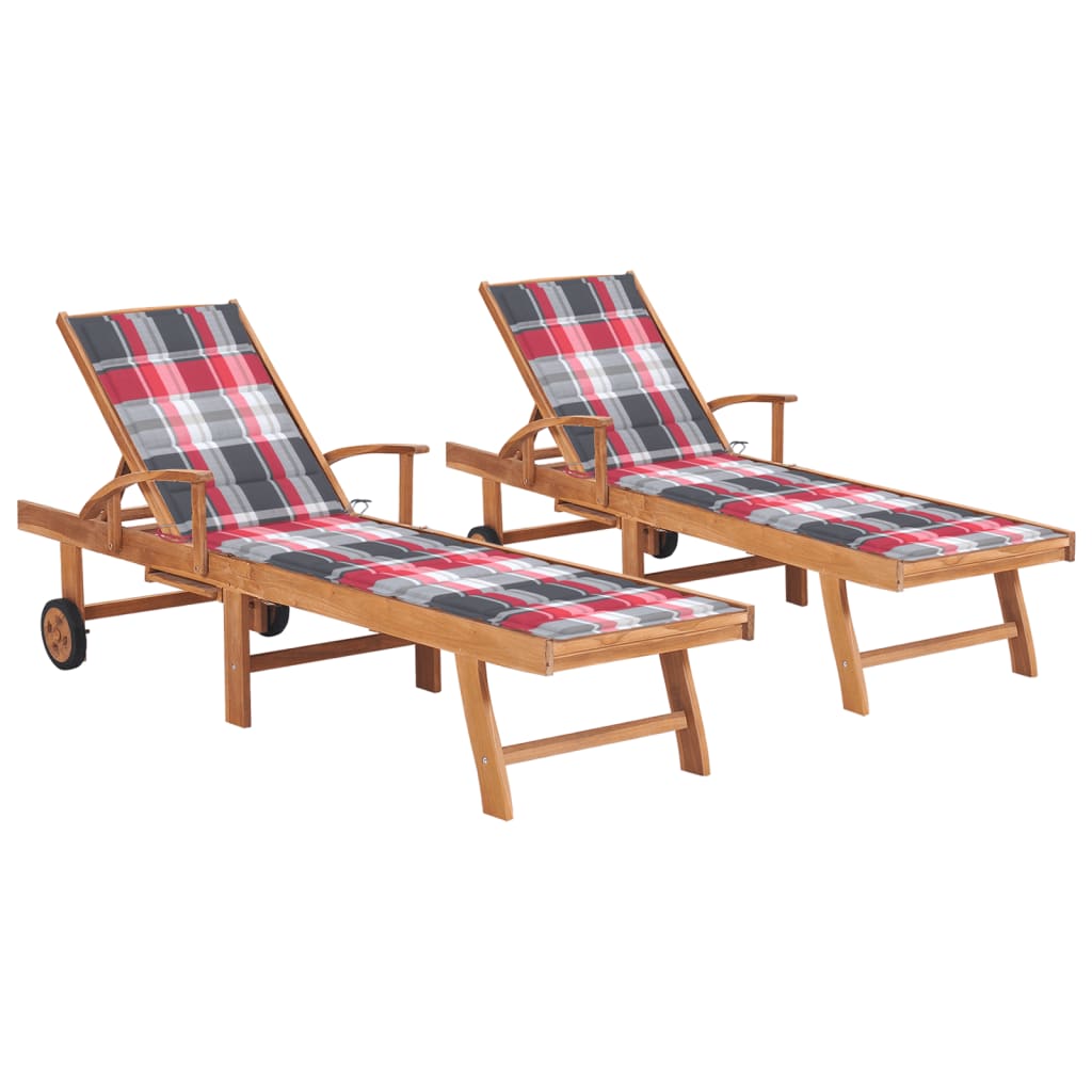 vidaXL Sun Lounger with Anthracite Cushion Solid Teak Wood