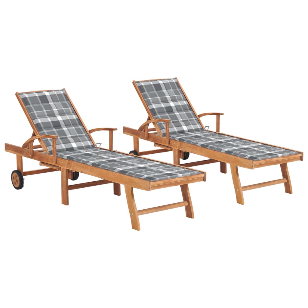 vidaXL Sun Lounger with Anthracite Cushion Solid Teak Wood