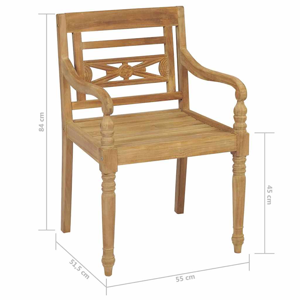 vidaXL Stoelen Batavia 4 st massief teakhout