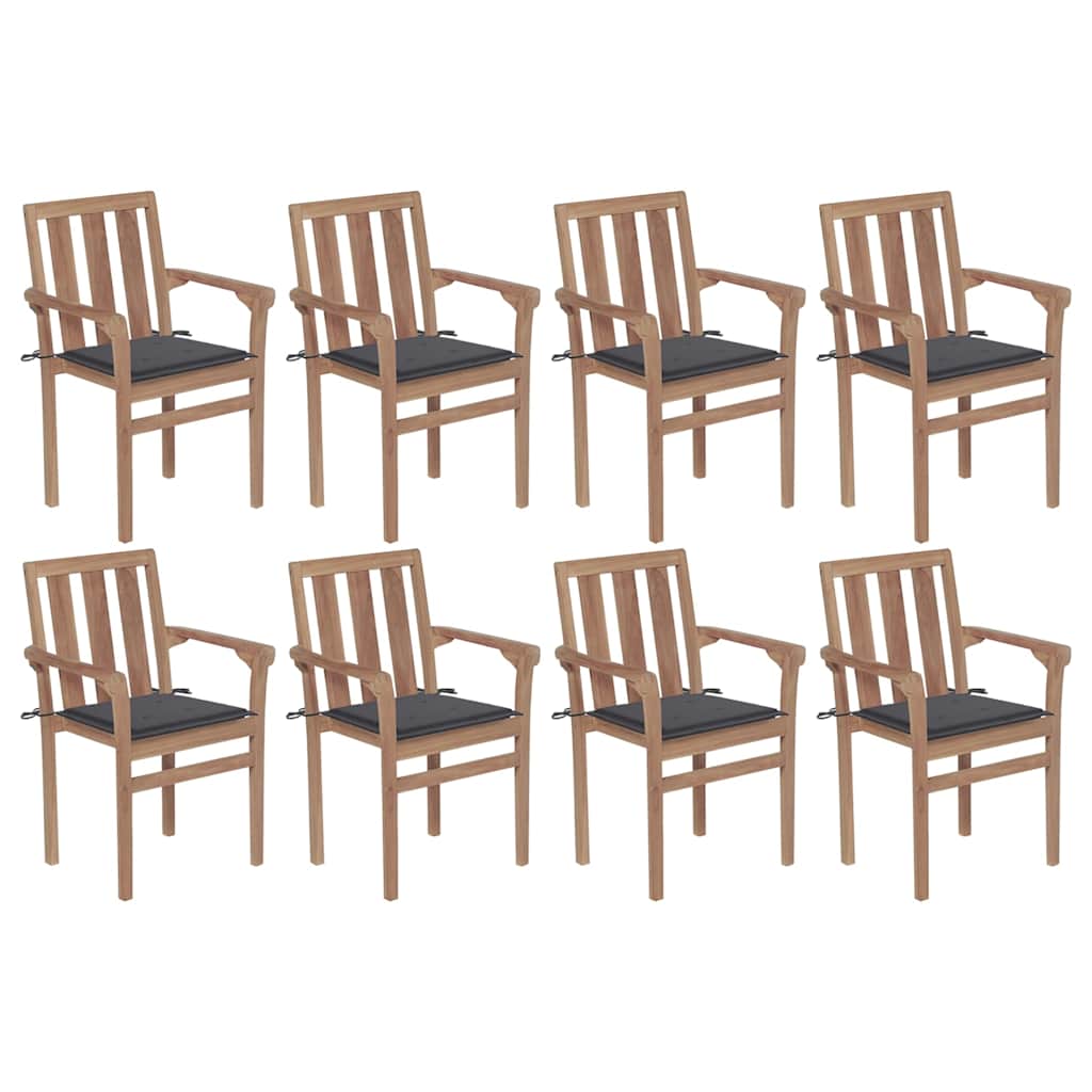 vidaXL Tuinstoelen 2 st met antracietkleurige kussens massief teakhout
