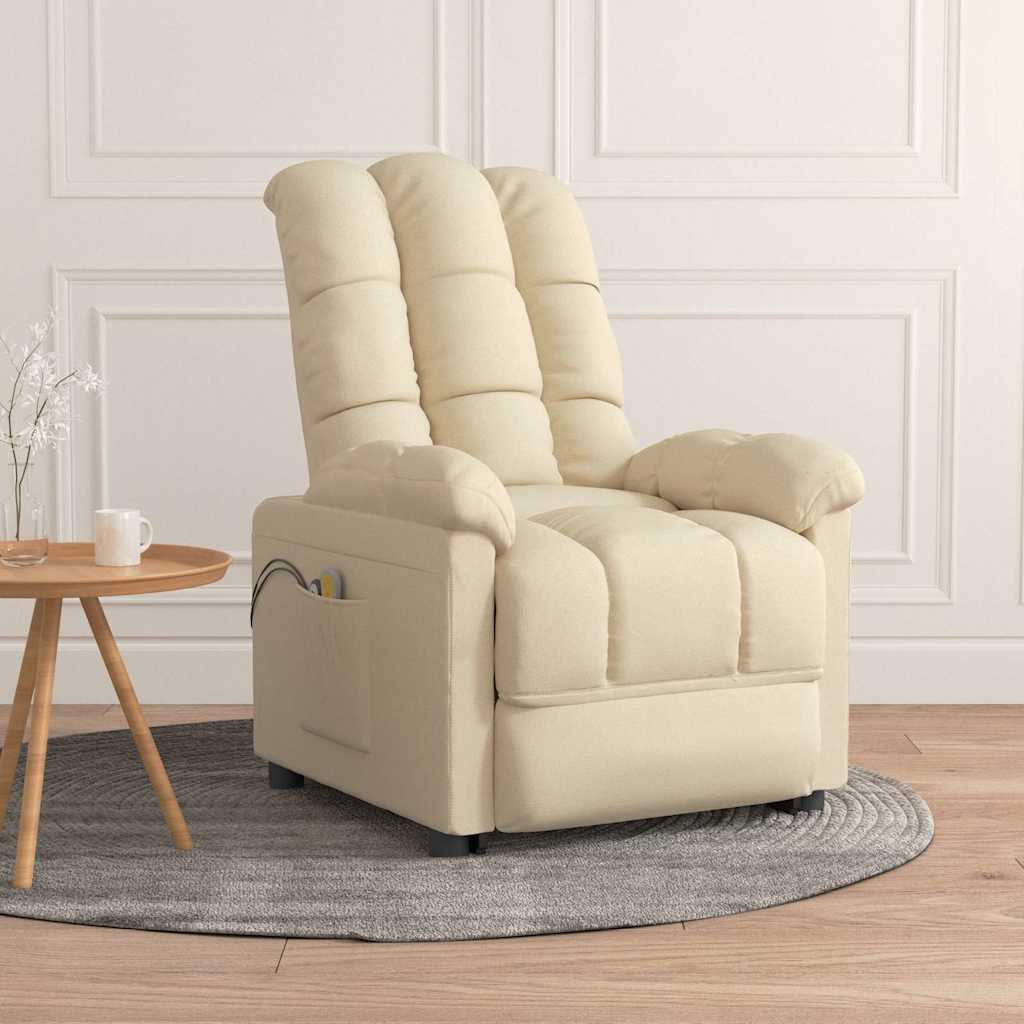 vidaXL Massagestoel elektrisch stof lichtgrijs