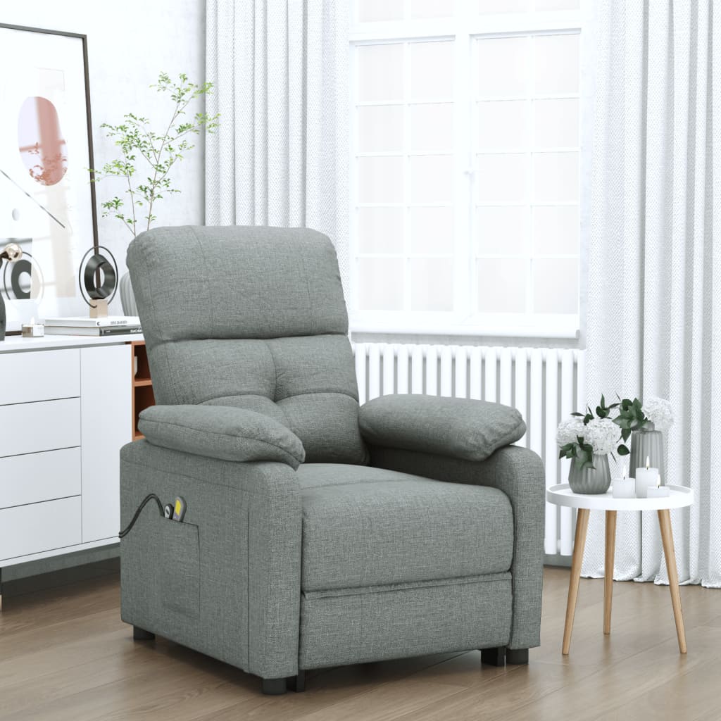 vidaXL Electric Massage Chair Fabric Light Grey
