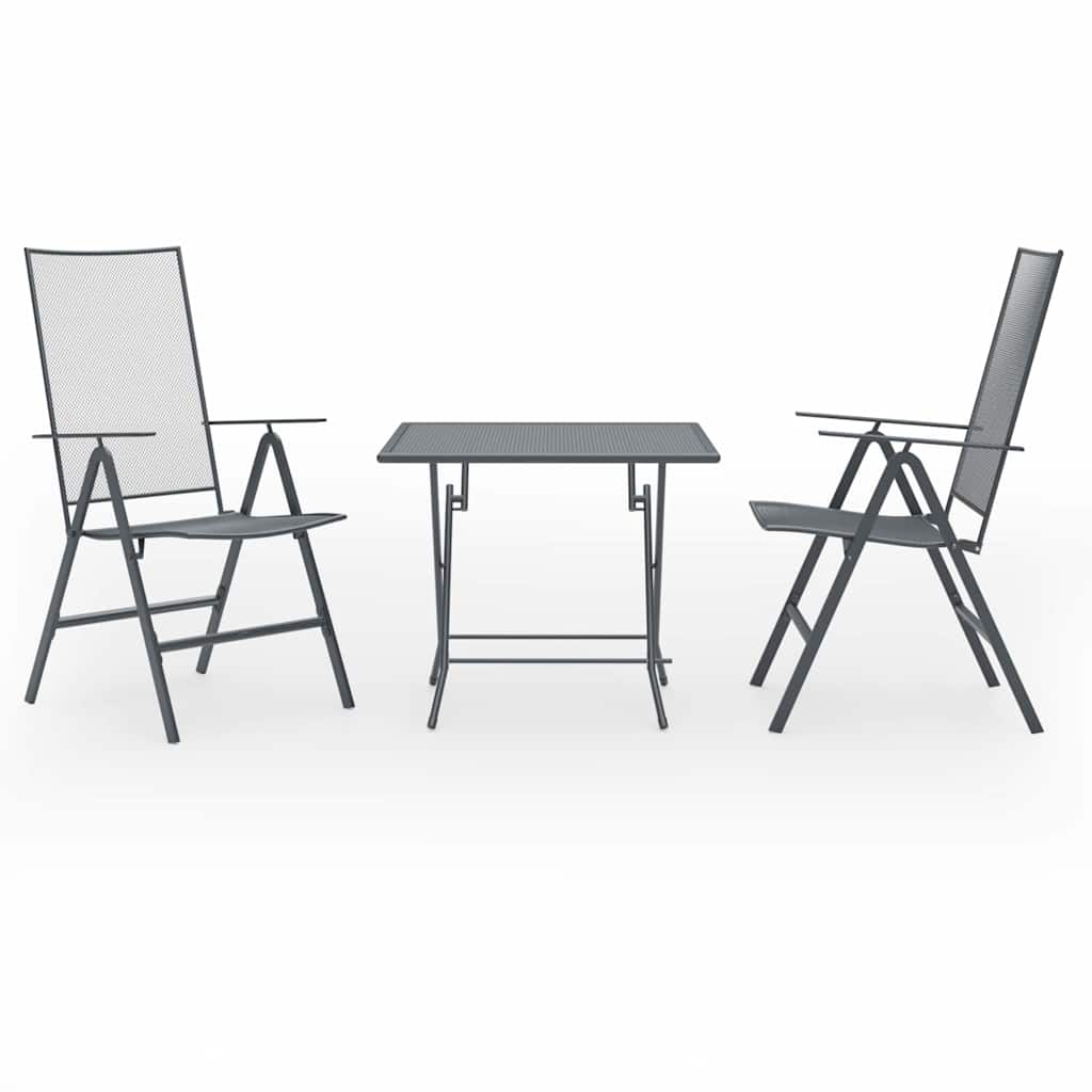 vidaXL 3-Piece Garden Dining Set Steel Anthracite