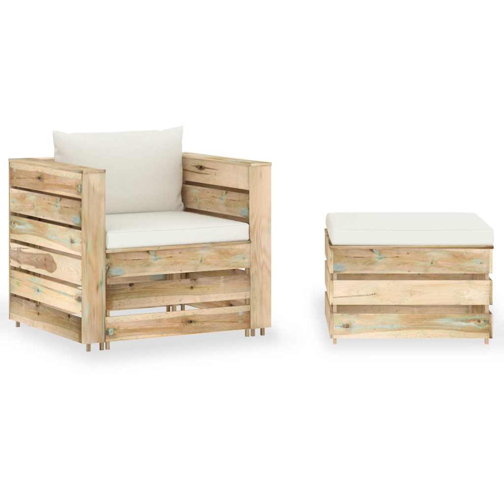 vidaXL 2-piece Lounge Set with Cushions Grey Impregnated Wood