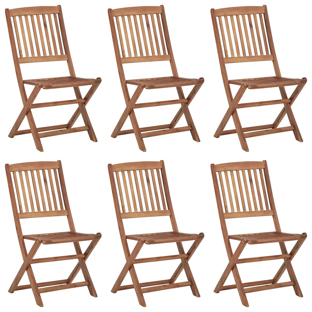 vidaXL Garden Chairs 6 pcs Foldable Solid Acacia Wood