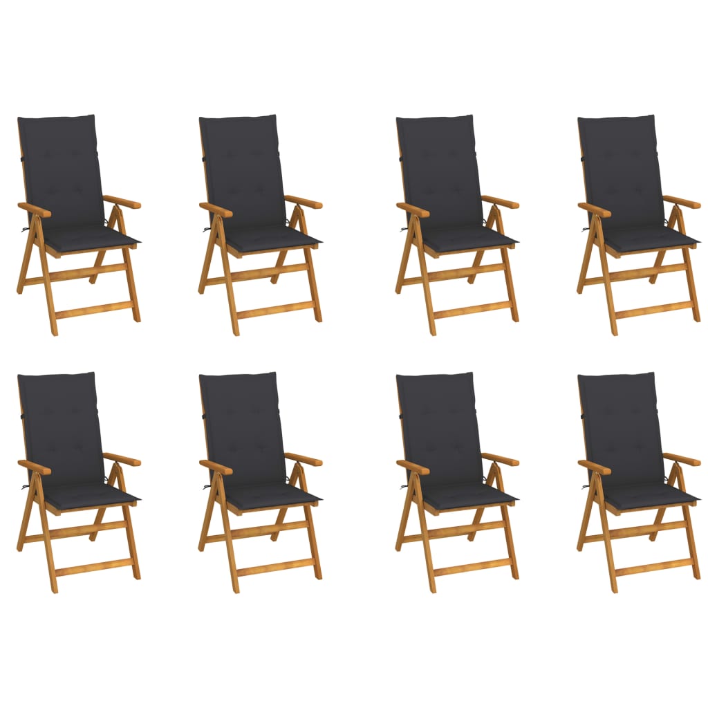 vidaXL Garden Chairs 2 pcs adjustable with cushions solid acacia wood