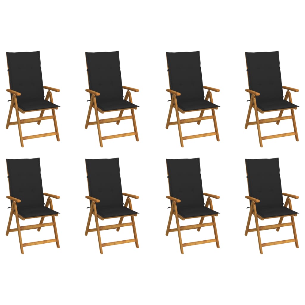 vidaXL Garden Chairs 2 pcs adjustable with cushions solid acacia wood
