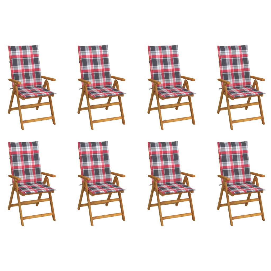 vidaXL Garden Chairs 2 pcs adjustable with cushions solid acacia wood