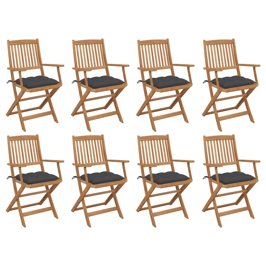 vidaXL Tuinstoelen 2 st inklapbaar met kussens massief acaciahout