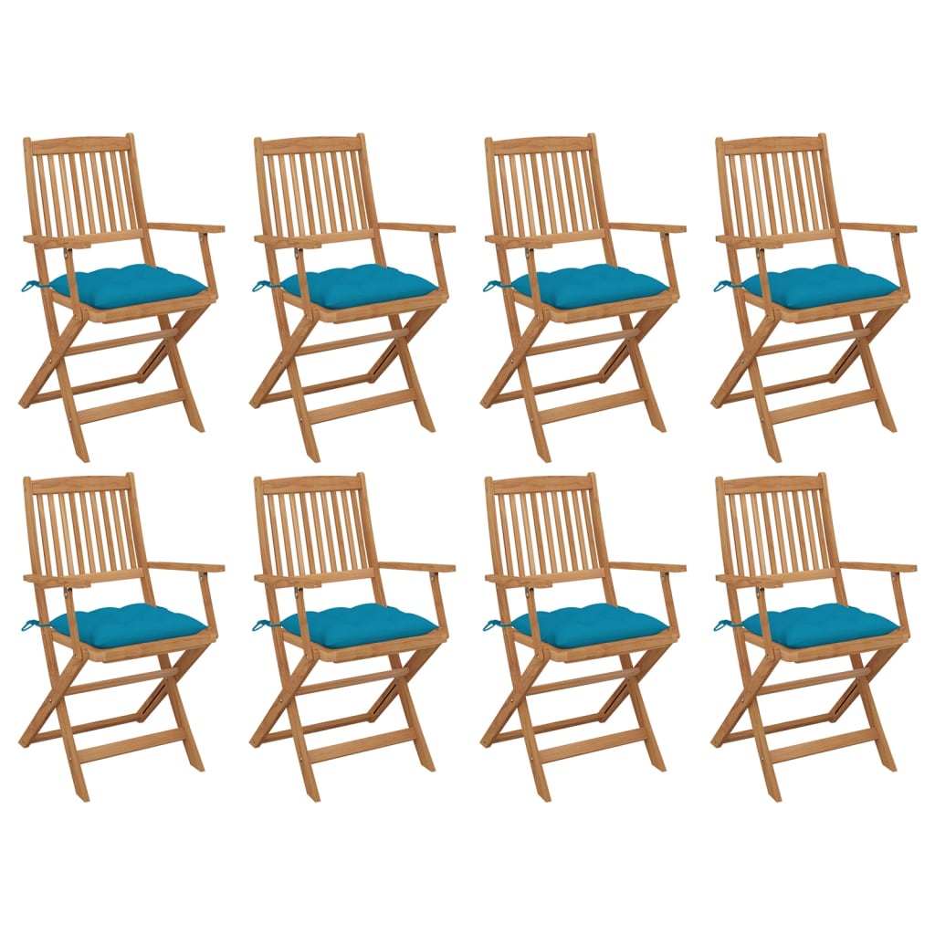 vidaXL Tuinstoelen 2 st inklapbaar met kussens massief acaciahout