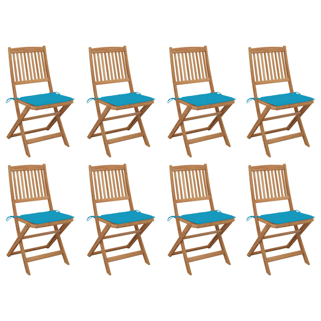 vidaXL Garden Chairs 2 pcs foldable with cushions solid acacia wood