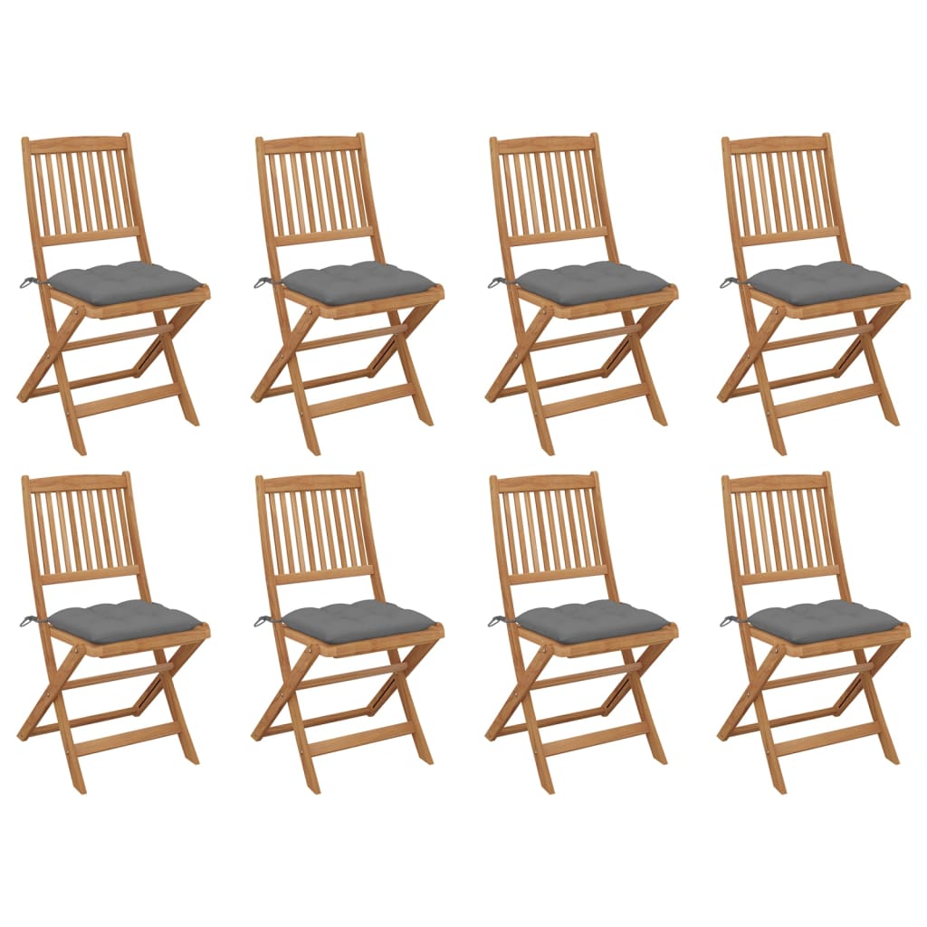 vidaXL Tuinstoelen 2 st inklapbaar met kussens massief acaciahout