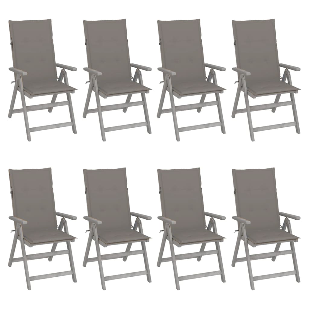 vidaXL Garden Chairs 2 pcs adjustable with cushions solid acacia wood