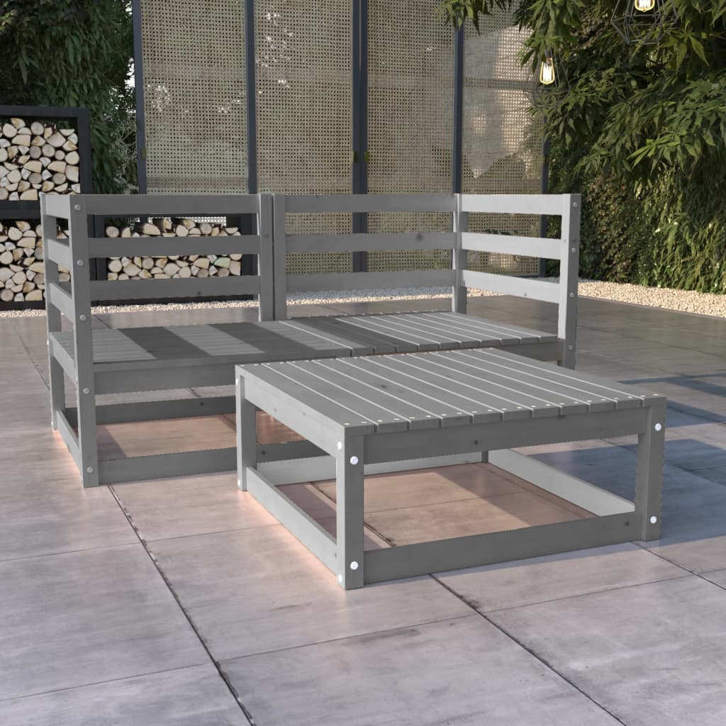 vidaXL 3-delige Loungeset massief grenenhout