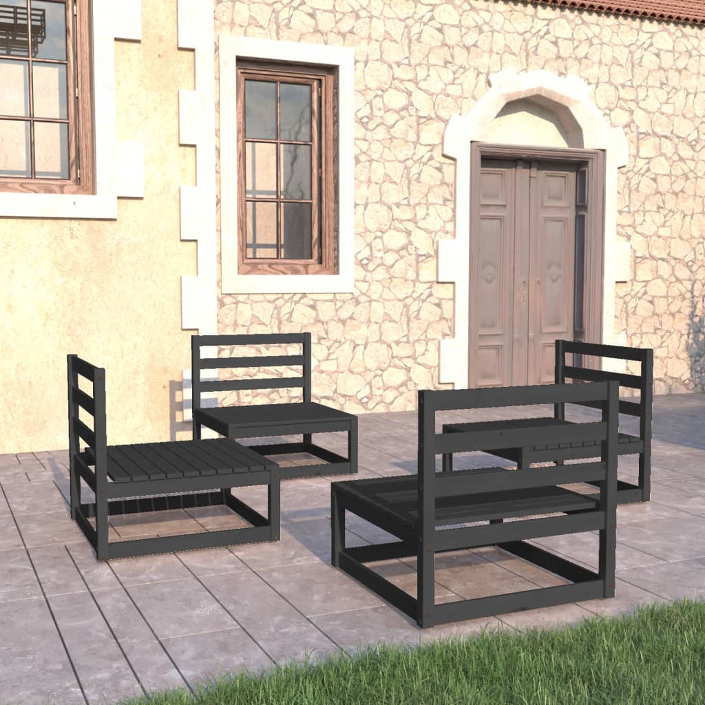 vidaXL 4-Piece Solid Pine Wood Lounge Set