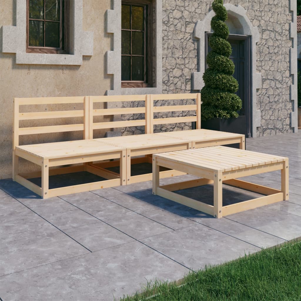 vidaXL 4-Piece Solid Pine Wood Lounge Set