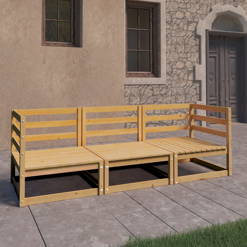 vidaXL 3-Seater Garden Bench Solid Pinewood