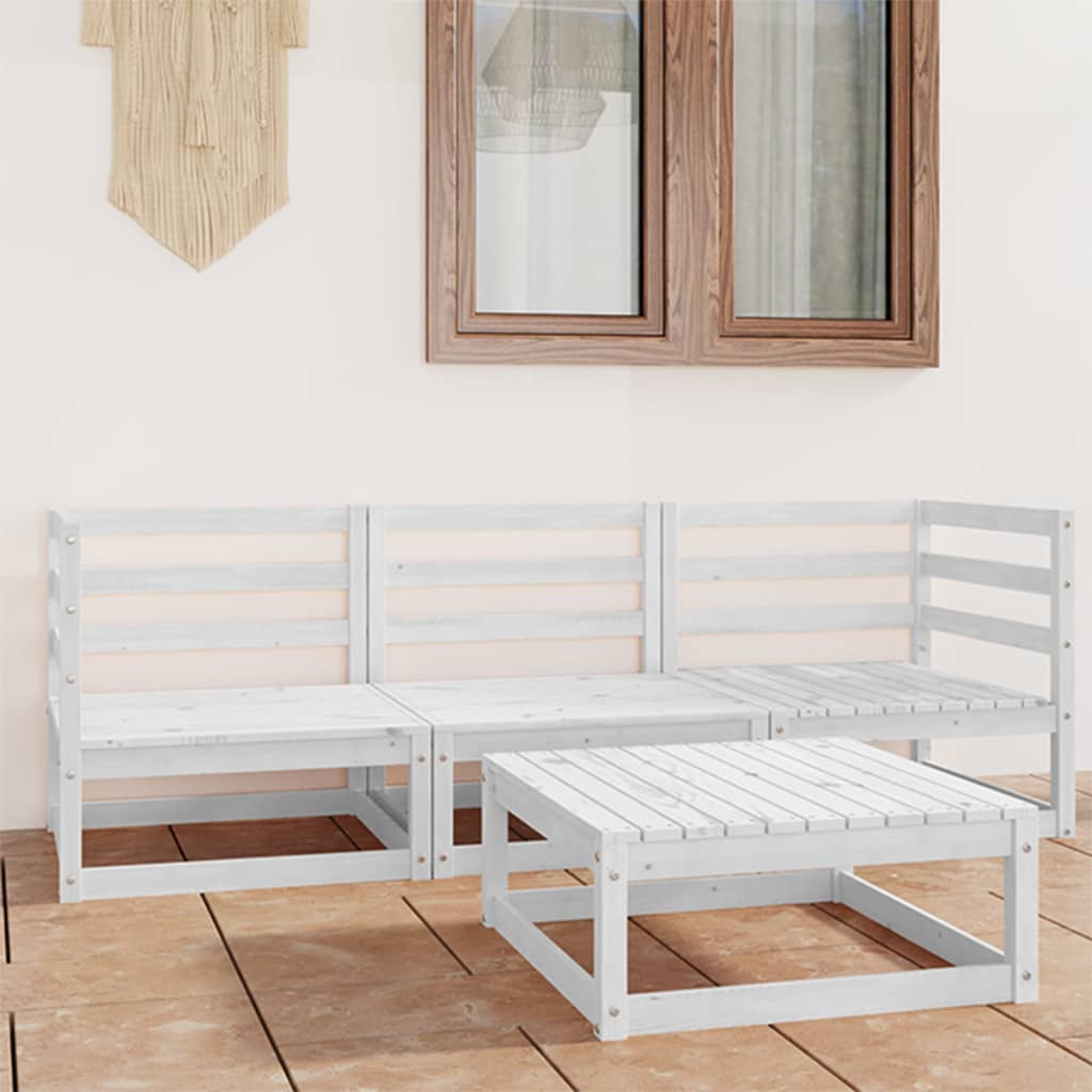 vidaXL 4-Piece Solid Pine Wood Lounge Set