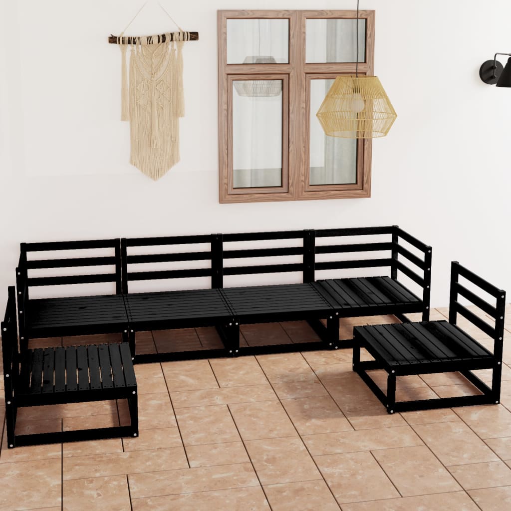 vidaXL 6-Piece Lounge Set Solid Pine Wood Grey
