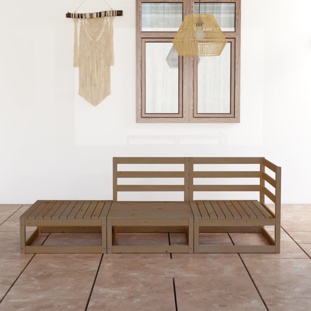 vidaXL 3-Piece Lounge Set Solid Pinewood