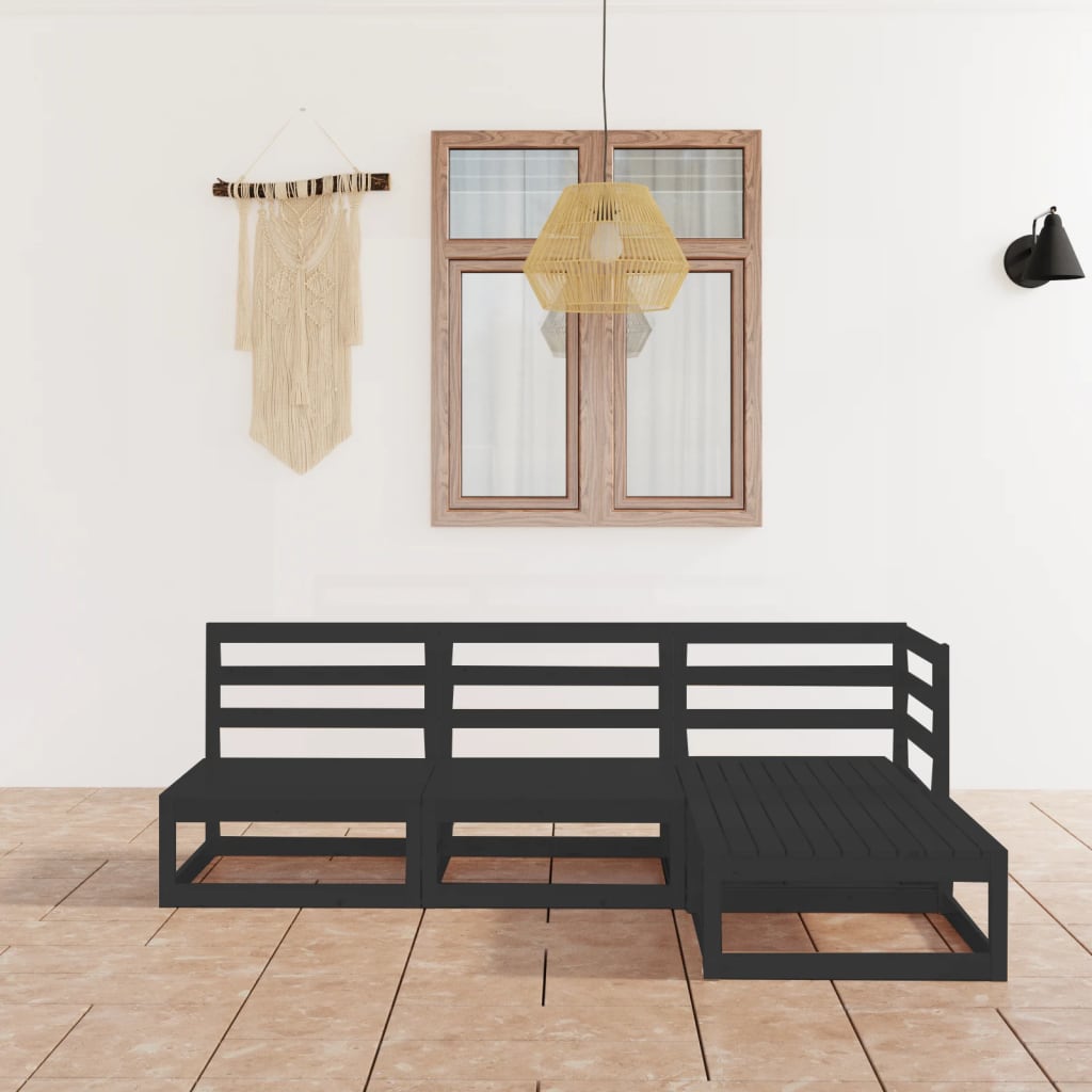 vidaXL 4-Piece Solid Pine Wood Lounge Set
