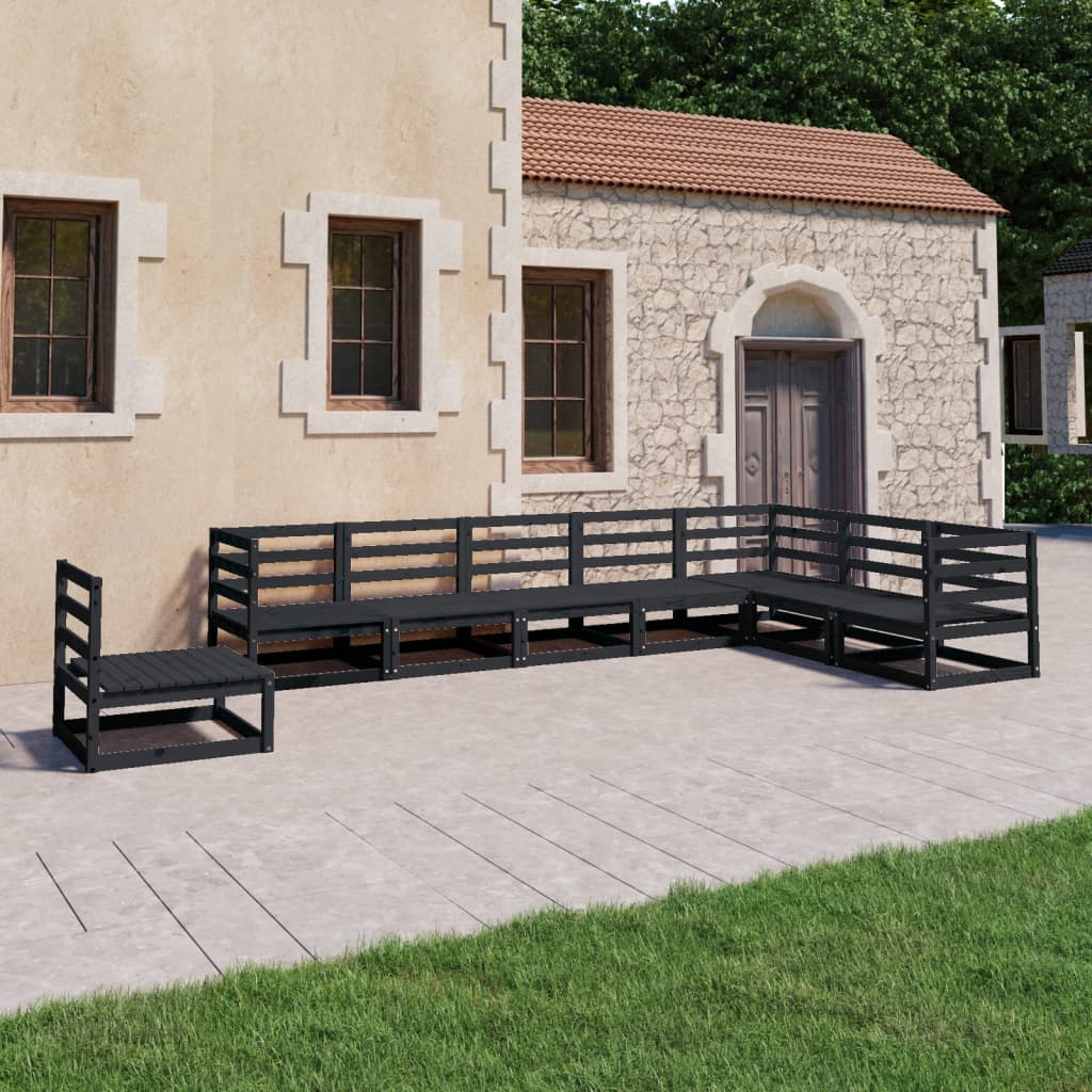 vidaXL 8-delige Loungeset massief grenenhout grijs