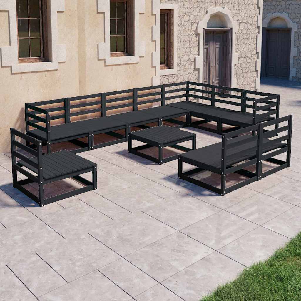 vidaXL 11-delige Loungeset met kussens massief grenenhout