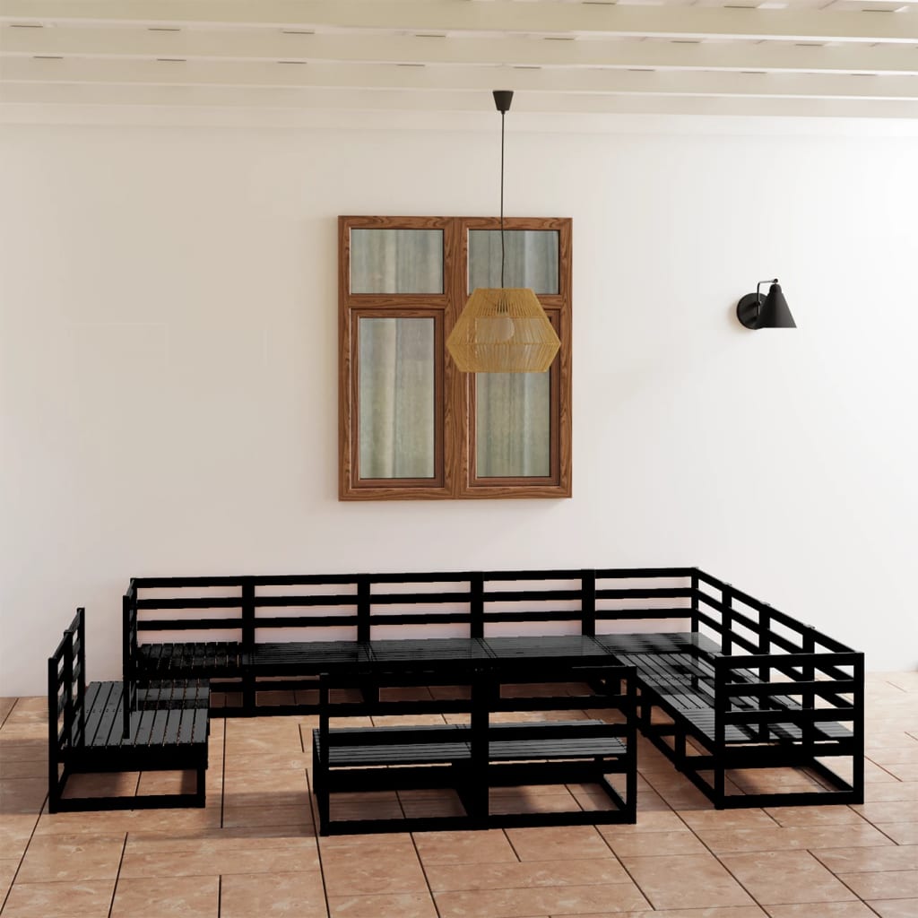 vidaXL 12-Piece Lounge Set Solid Pine Honey Brown