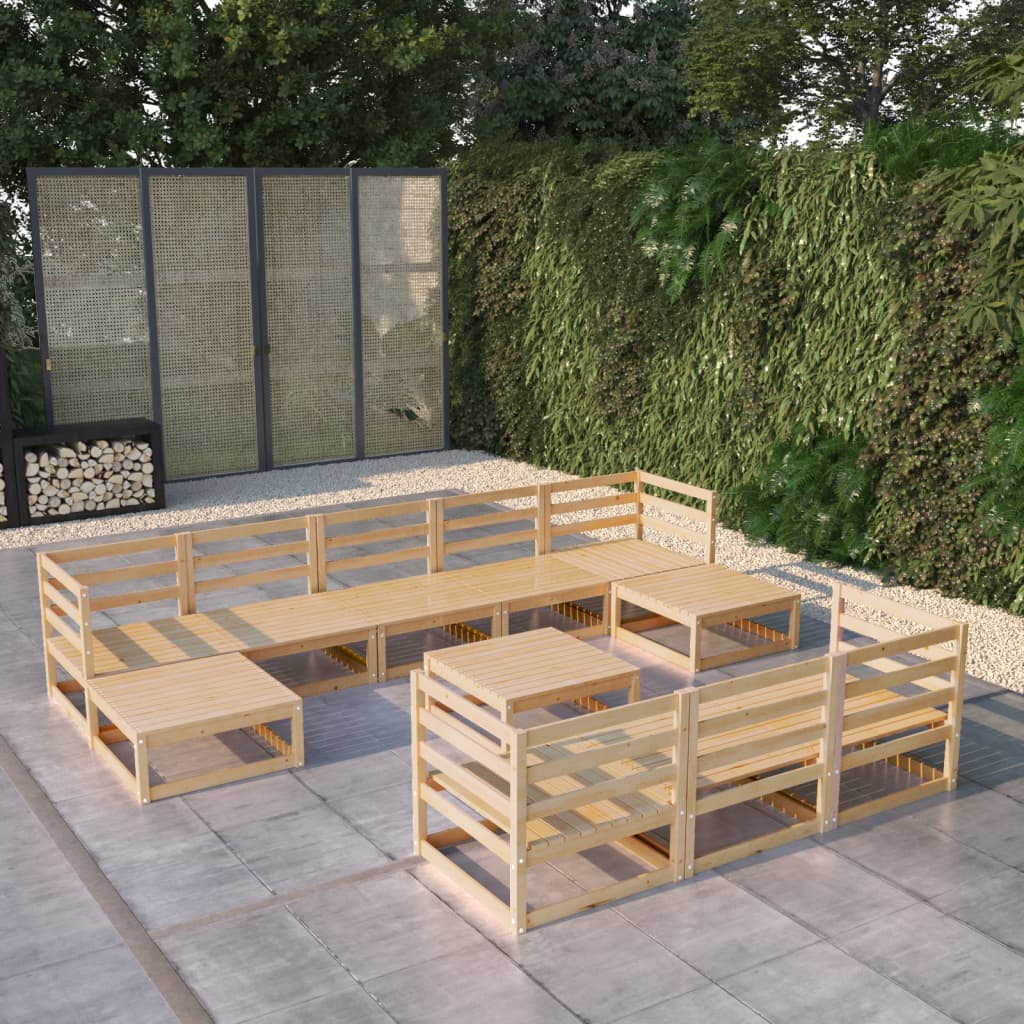 vidaXL 11-Piece Solid Pinewood Lounge Set