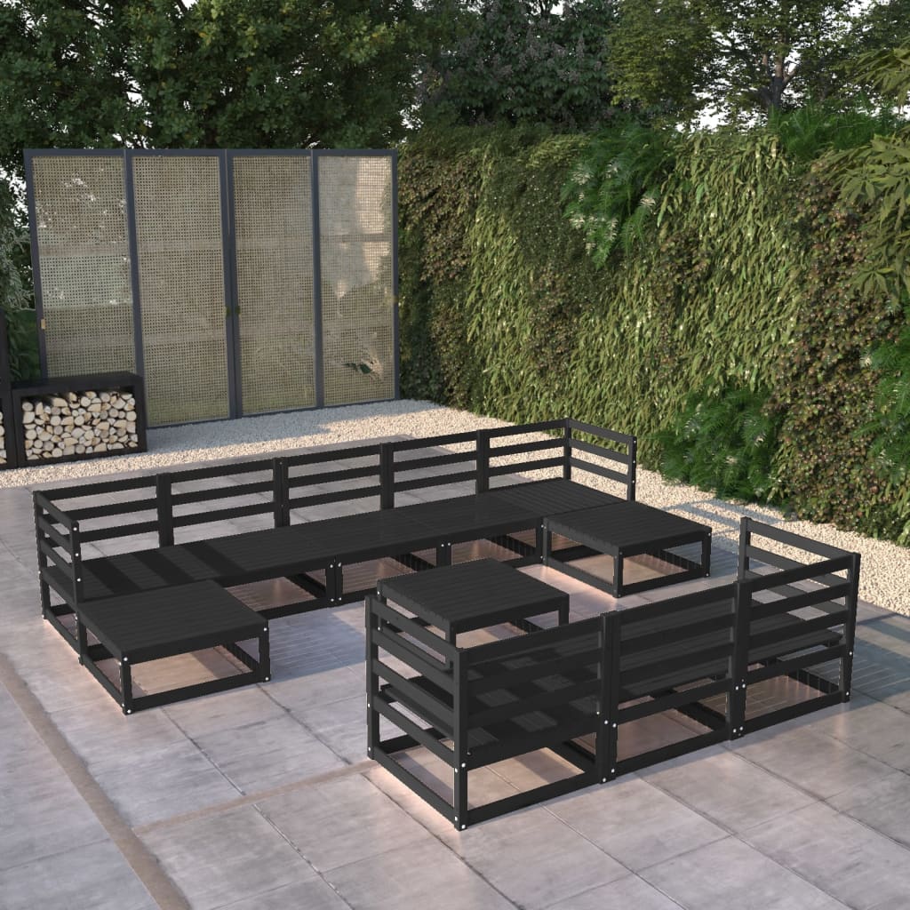 vidaXL 11-Piece Solid Pinewood Lounge Set
