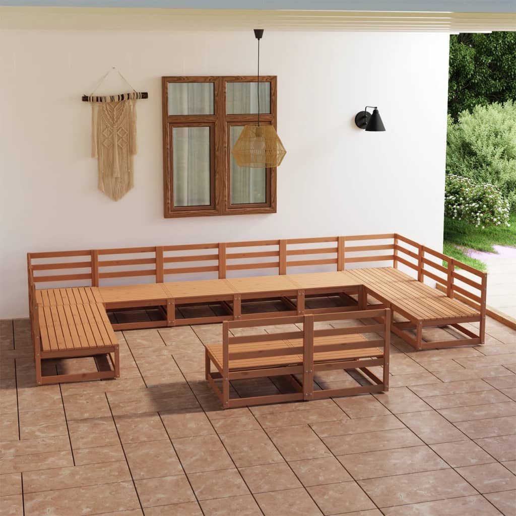 vidaXL 12-piece Solid Pinewood Lounge Set