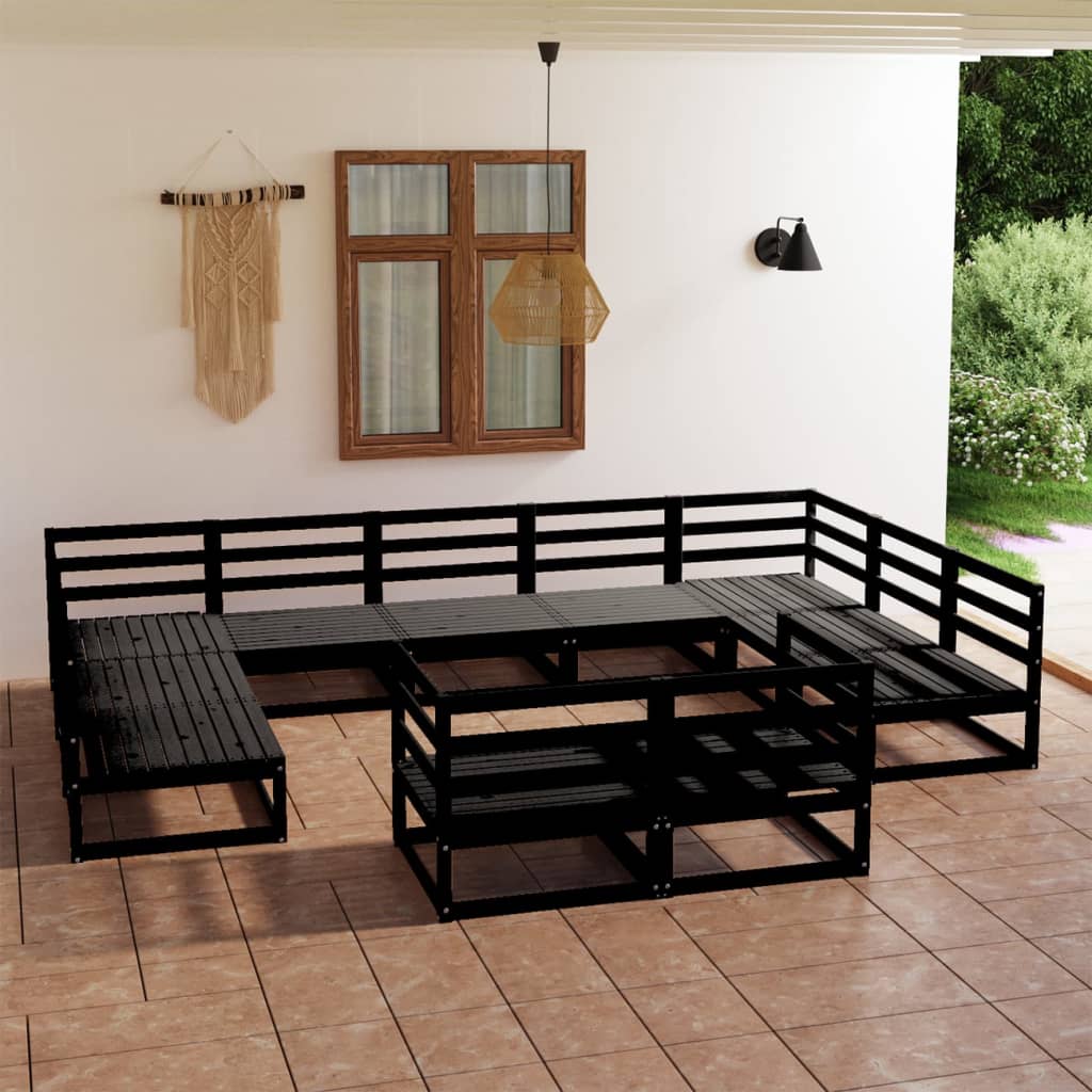 vidaXL 11-Piece Solid Pine Wood Lounge Set