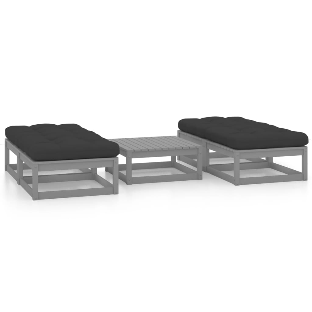vidaXL 5-delige Loungeset met kussens massief grenenhout
