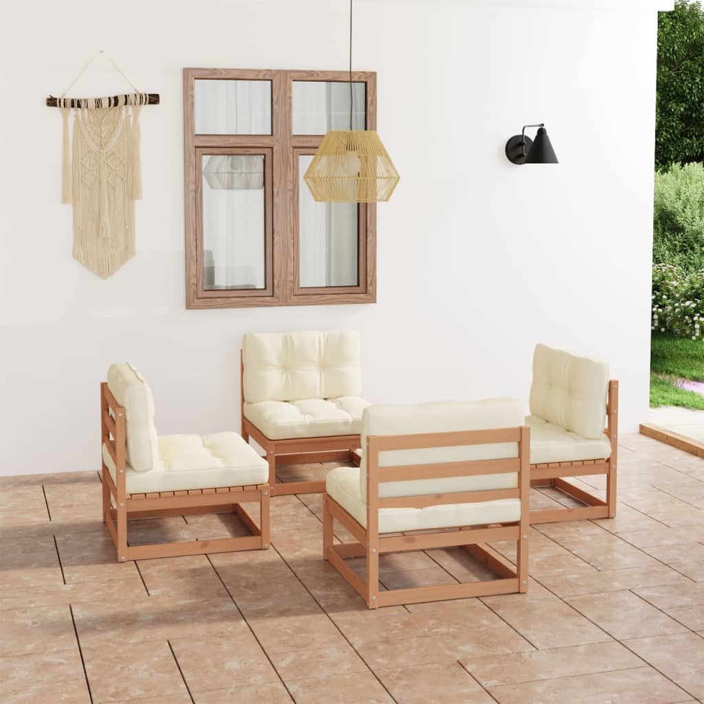 vidaXL 4-Piece Solid Pine Wood Lounge Set