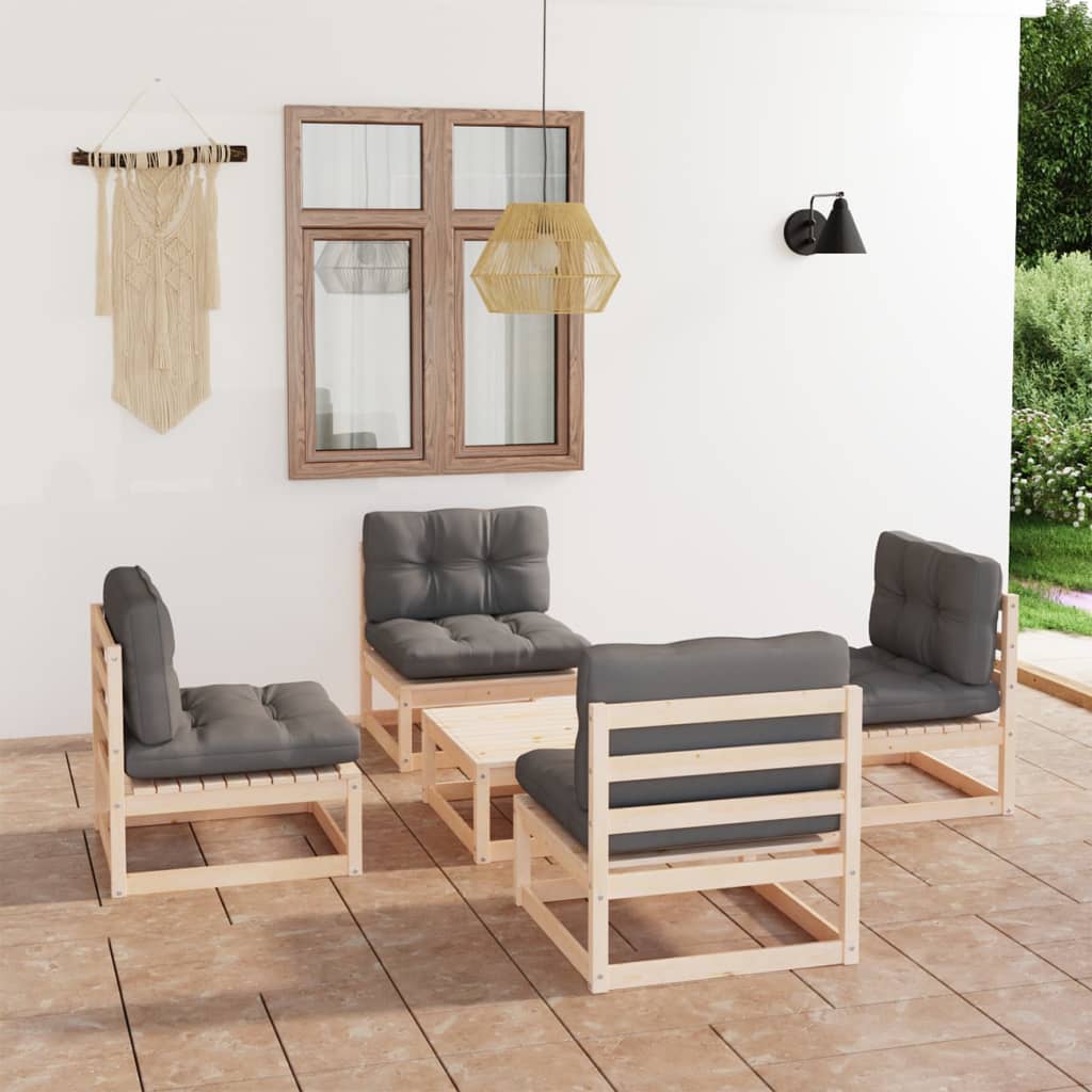3075264 vidaXL 5- delige Tuin Lounge Set Massief Hout Grenen