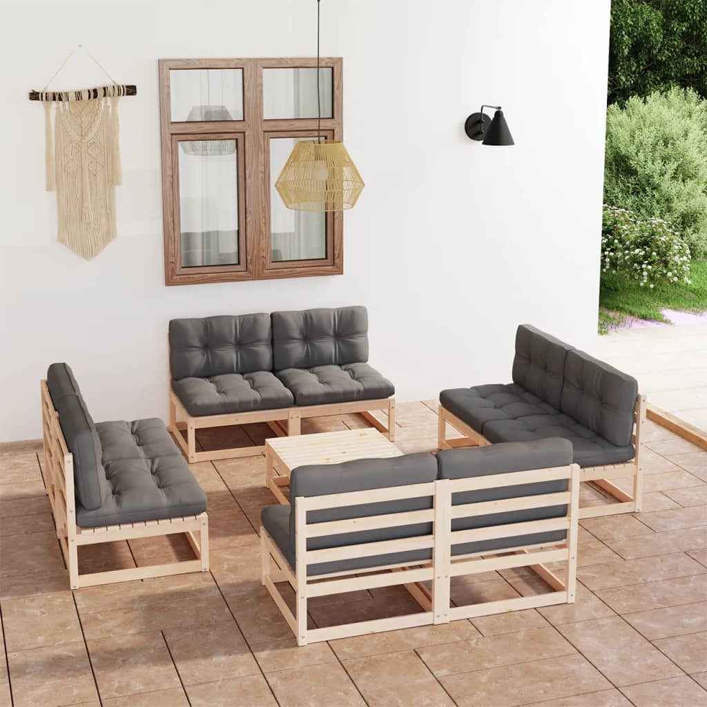 vidaXL 9-piece Lounge Set Solid Pine Wood