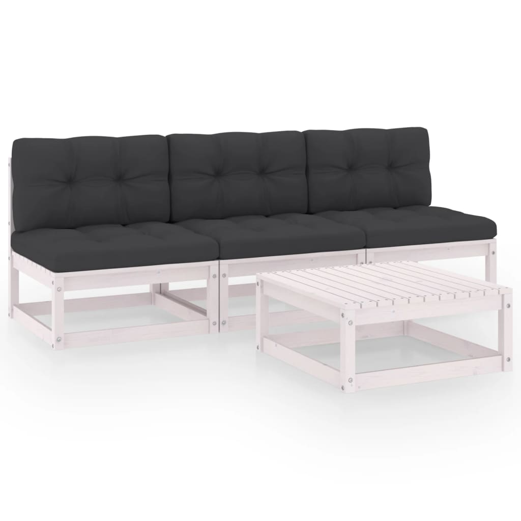 vidaXL 4-Piece Solid Pine Wood Lounge Set