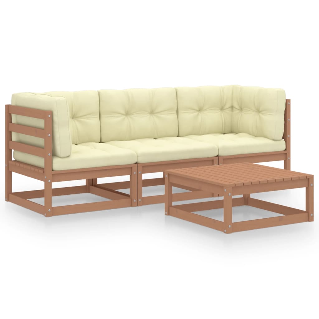 vidaXL 4-Piece Solid Pine Wood Lounge Set