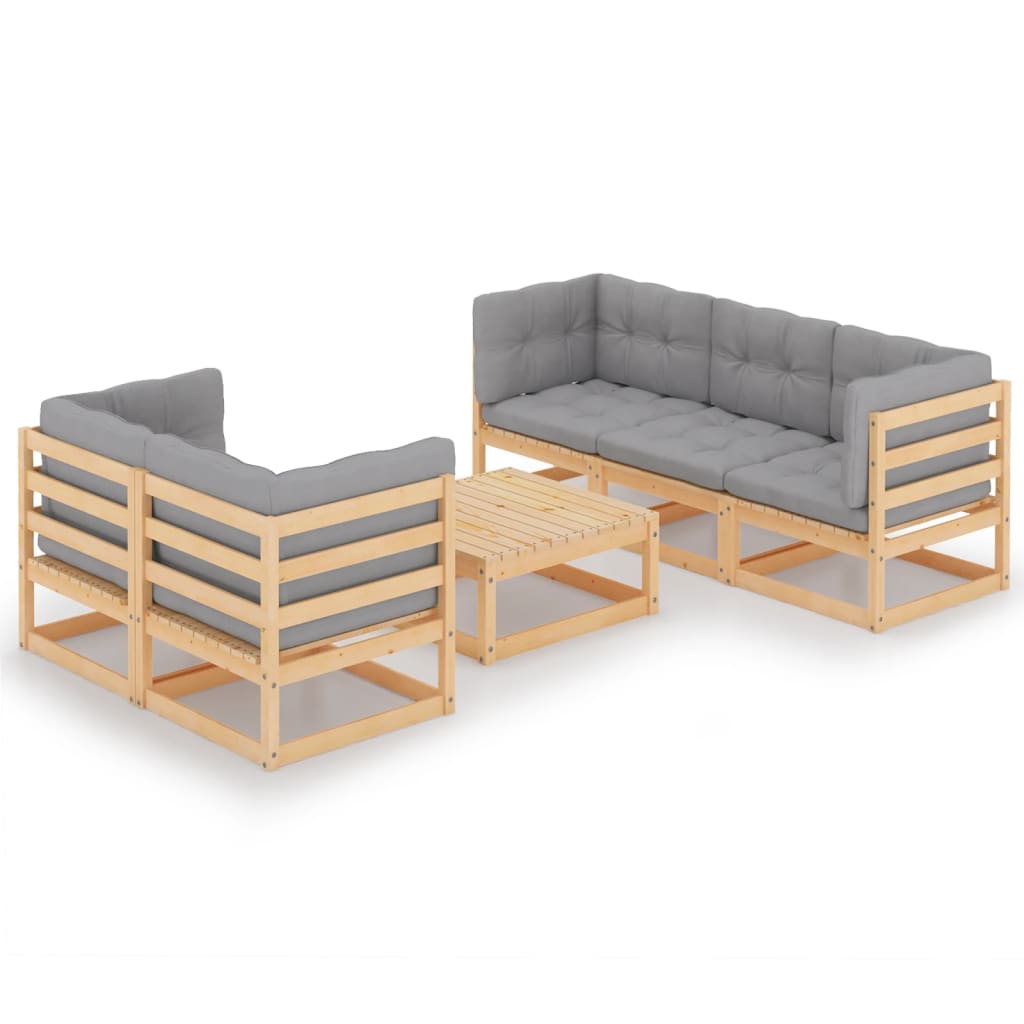 vidaXL 6-delige Loungeset massief grenenhout