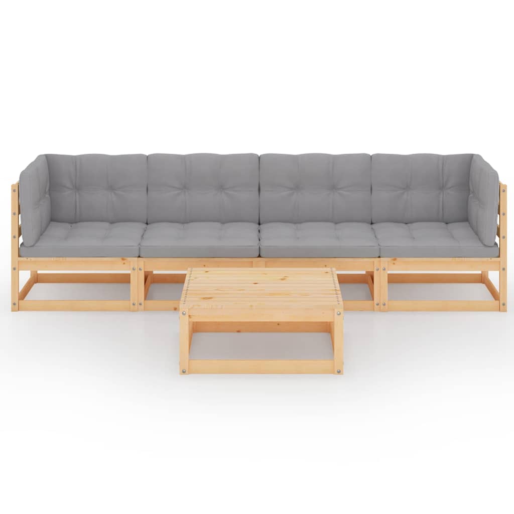 vidaXL 5-delige Loungeset massief grenenhout