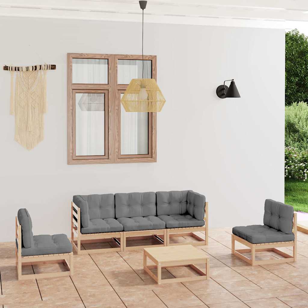 vidaXL 6-delige Loungeset massief grenenhout