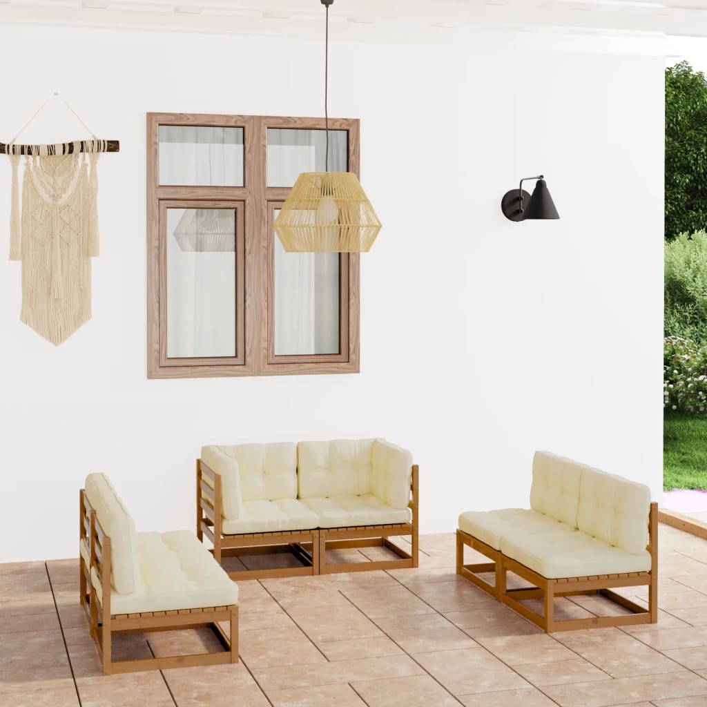 vidaXL 6-Piece Lounge Set Solid Pine Wood Grey