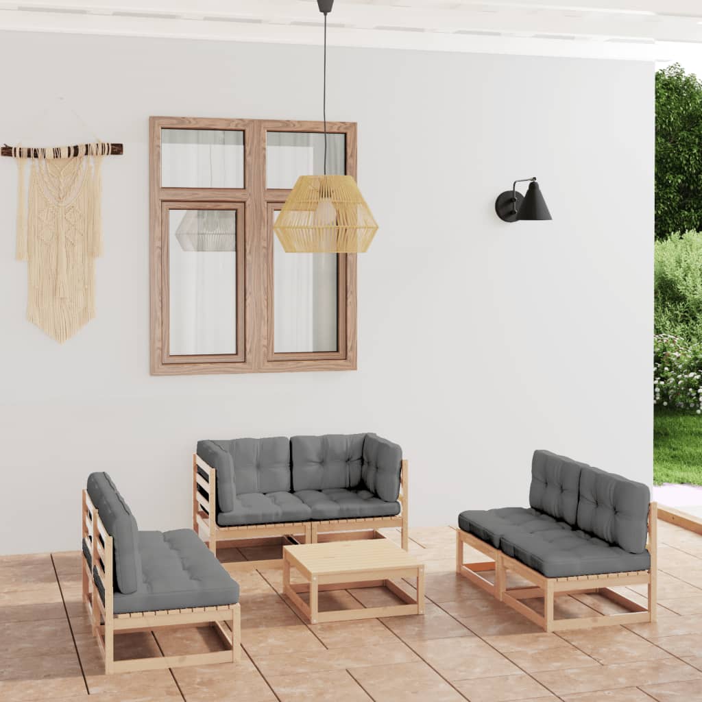vidaXL 7-Piece Lounge Set Solid Pinewood Honey Brown