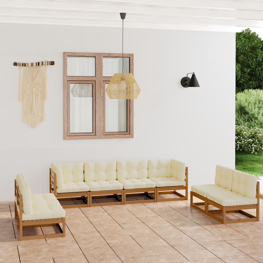 vidaXL 8-Piece Lounge Set Solid Pinewood Black
