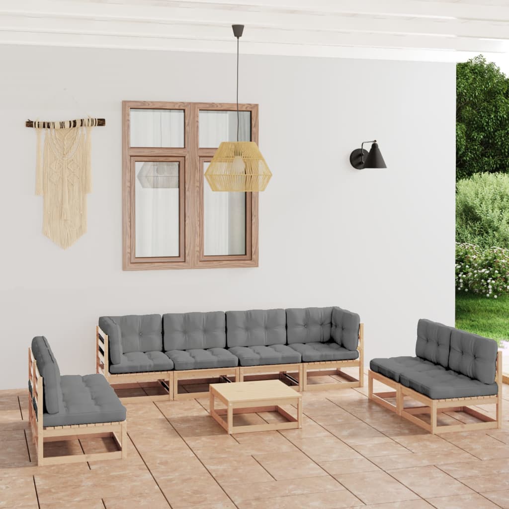vidaXL 9-piece Lounge Set Solid Pine Wood Black
