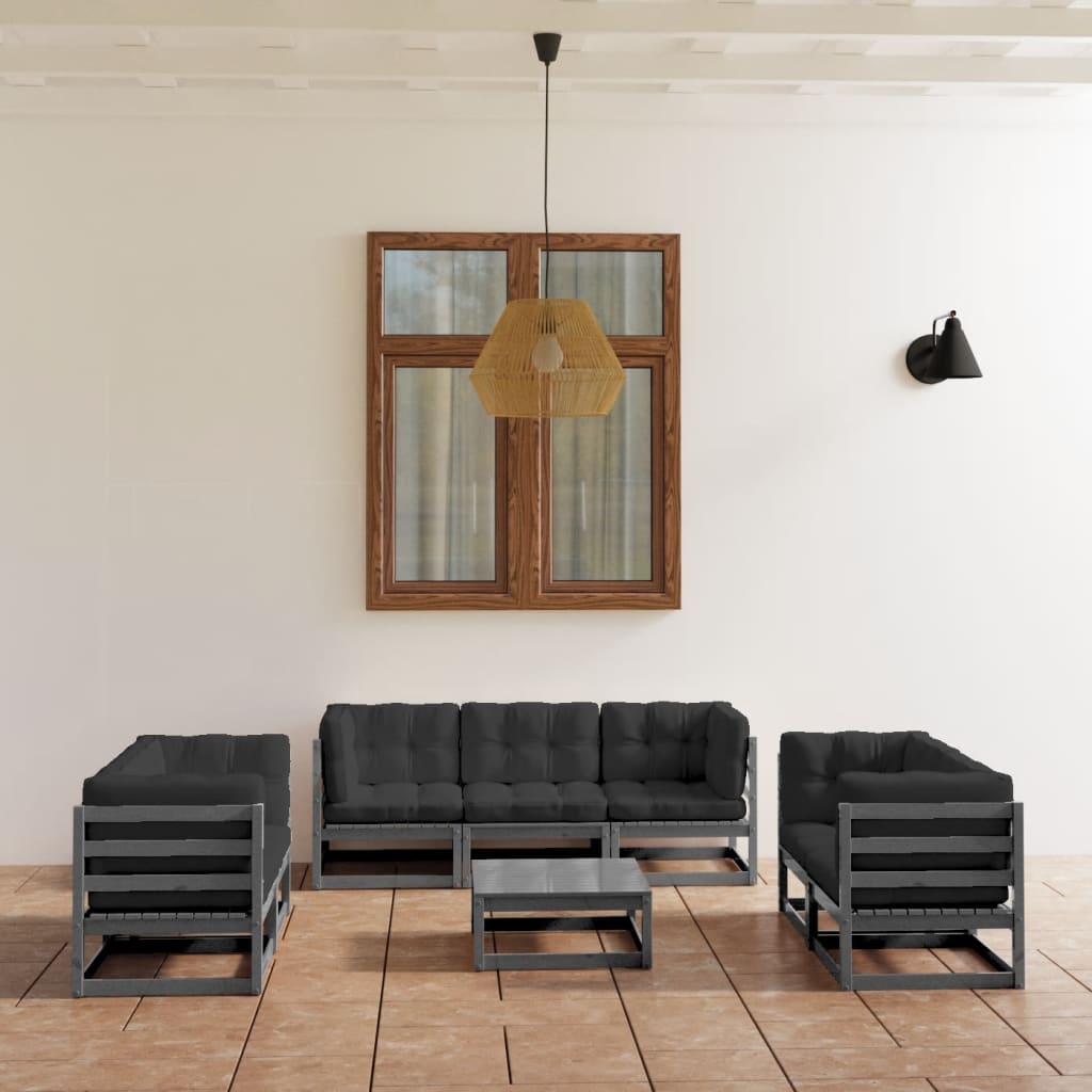 vidaXL 8-Piece Lounge Set Solid Pine Wood
