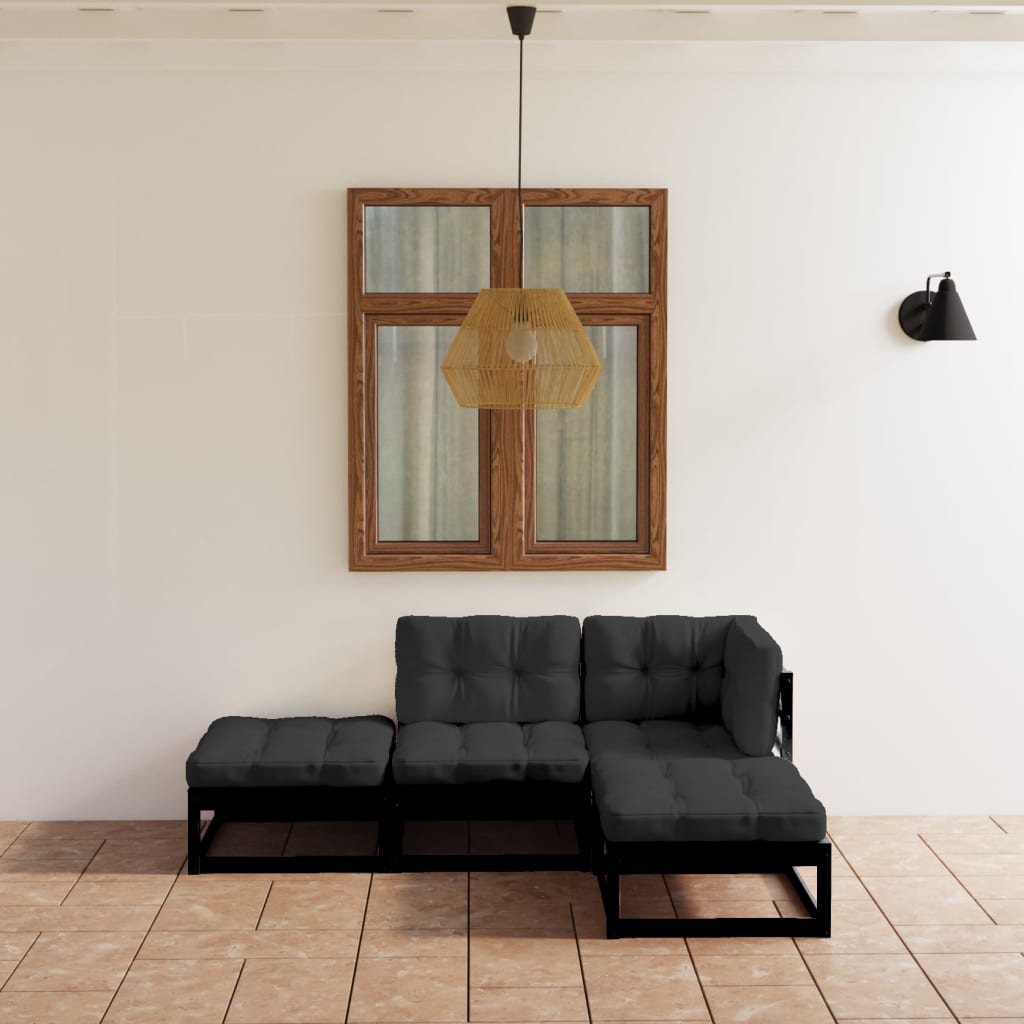 vidaXL 4-delige Loungeset massief grenenhout