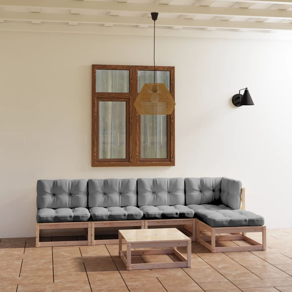vidaXL 6-delige Loungeset massief grenenhout